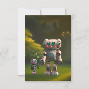Two robot friends thank you card