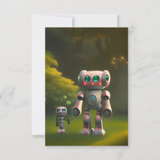 Two robot friends thank you card
