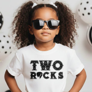Two Rocks Guitar Pick 2nd Birthday Party Baby T-Shirt