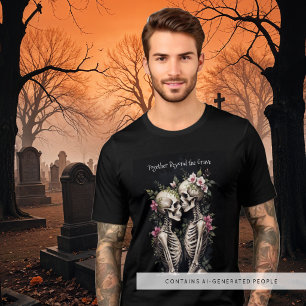 Two Romantic Gothic Human Skeletons Embracing Tri-Blend Shirt