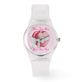 two  romantic hearts tied with white bow watch