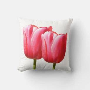 Two Rose Tulip Stems Cushion