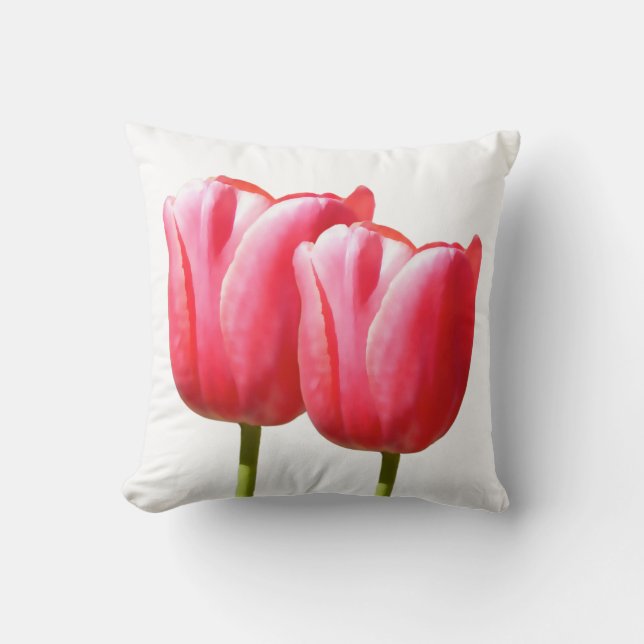 Two Rose Tulip Stems Cushion (Front)