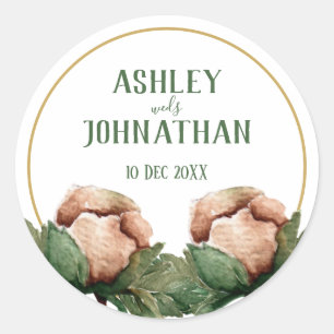 Two Rose with Golden Circle Classic Round Sticker