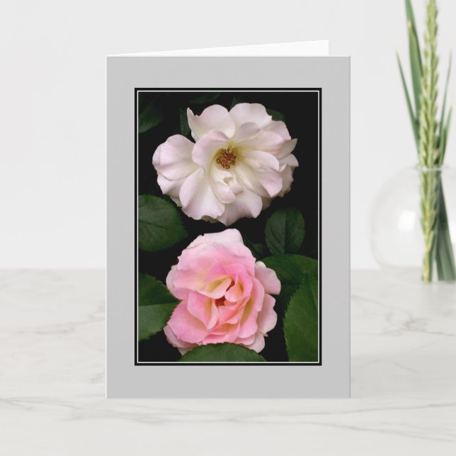'Two Roses' Blank Note Card (Front)