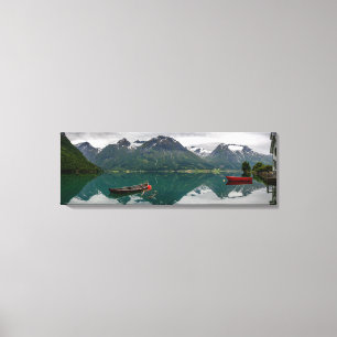 Two rowboats with reflection in a lake canvas print