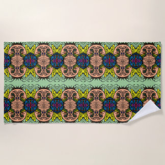 Two rows of identical weird faces beach towel