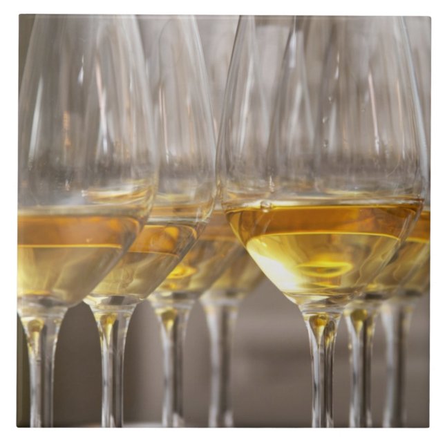 two rows of wine tasting glasses with lucious tile (Front)