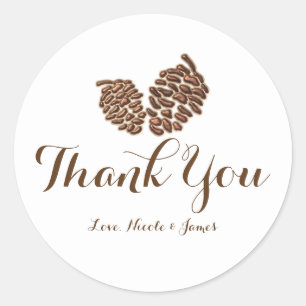 Two Rustic Pine Cones Country Wedding Favour Classic Round Sticker