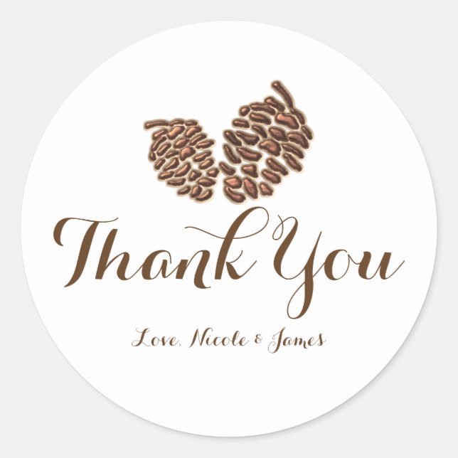 Two Rustic Pine Cones Country Wedding Favour Classic Round Sticker (Front)