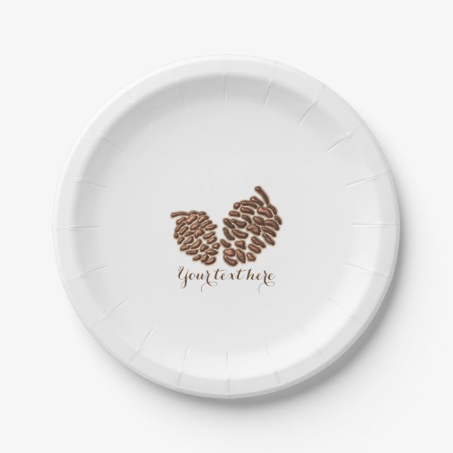 Two Rustic Pine Cones Country Wedding Reception Paper Plate (Front)