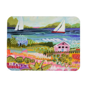 Two Sailboats and Cottage Magnet