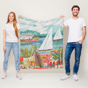 Two Sailboats Fleece Blanket