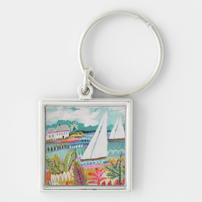 Two Sailboats Key Ring (Front)