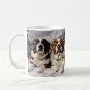 Two Saint Bernards in Snow Coffee Mug