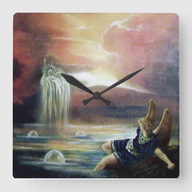 TWO SAINT JOHN AND FALLEN ANGEL SQUARE WALL CLOCK (Front)