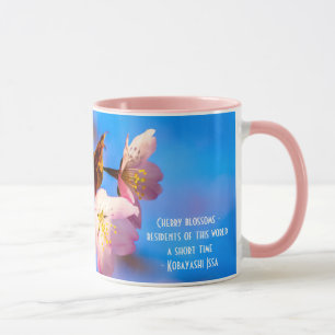 Two Sakura Flowers On Blue Mug