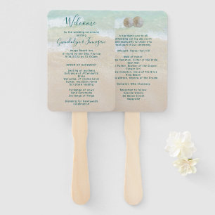 Two Sand Dollars Beach Scene Fan Wedding Program