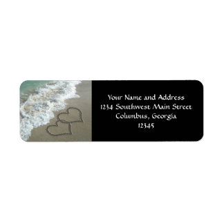 Two Sand Hearts on the Beach, Romantic Ocean