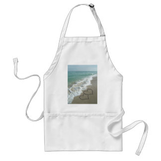 Two Sand Hearts on the Beach, Romantic Ocean Standard Apron