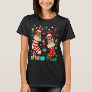 Two Santa Cockapoo Dogs In Christmas Socks Dog Ow T-Shirt