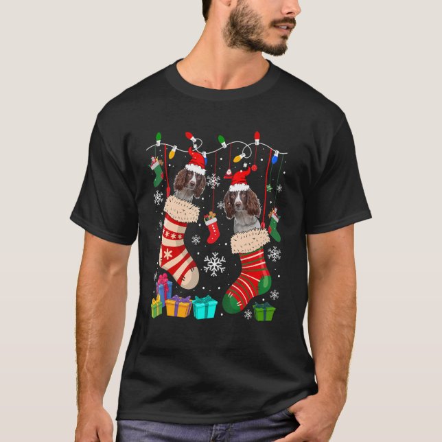 Two Santa English Springer Spaniels In Christmas S T-Shirt (Front)