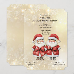 Two Santas His and His Wedding Shower Invitation