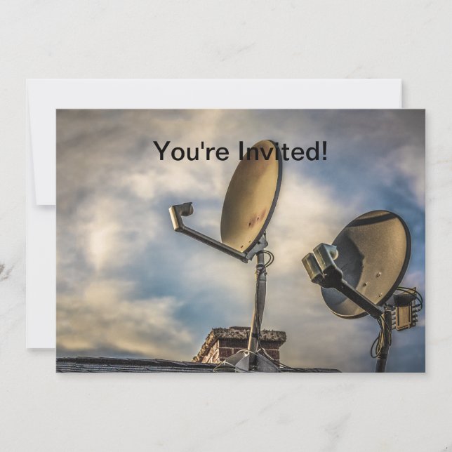 Two Satellite Dishes in the Sky Invitation (Front)