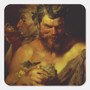 Two Satyrs (oil on panel) Square Sticker