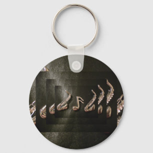 Two Saxophones with Musical Note Key Ring