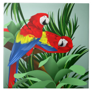 Two Scarlet Macaws Tile