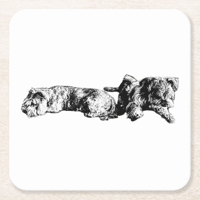 Two Schnauzers – Ink Art Dog Coaster (Front)