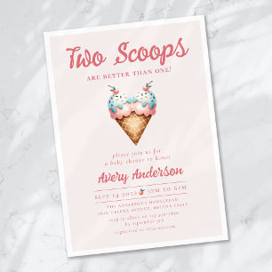 Two Scoops Ice Cream Twins Baby Shower Invitation
