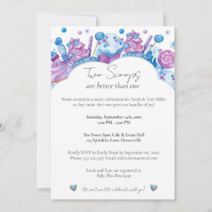 Two Scoops Sweet Twin Baby Shower Invitation
