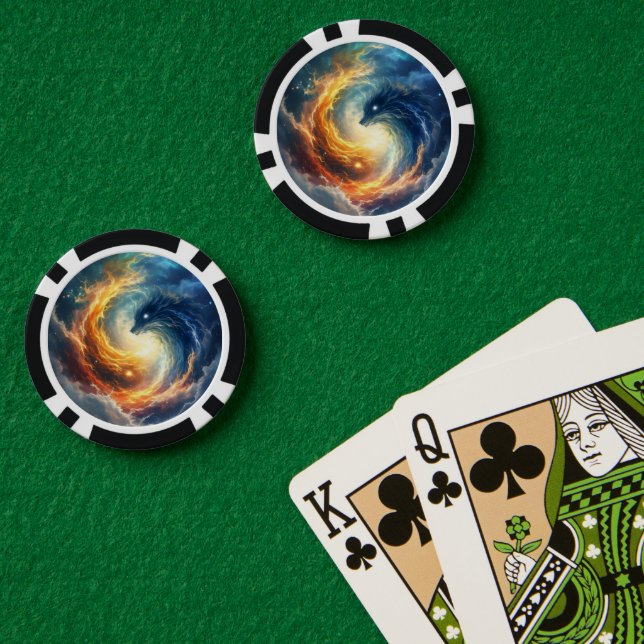 Two sea monsters chase each other, fantasy  poker chips (Poker Table (Double))