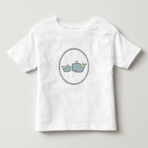 Two Sea Whales Blue & Gold Boutique 1st Birthday Toddler T-Shirt