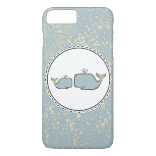 Two Sea Whales Blue & Gold Boutique iPhone 8 Plus/7 Plus Case