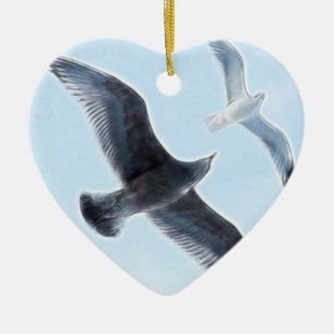 Two Seagulls Ceramic Tree Decoration
