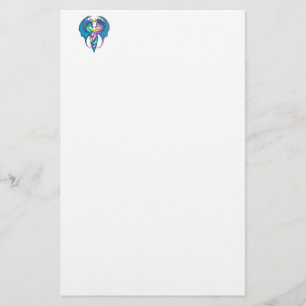 Two Seahorse Dragons Sketched in Blue and Purple Stationery