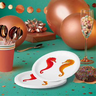 Two Seahorses Paper Plates