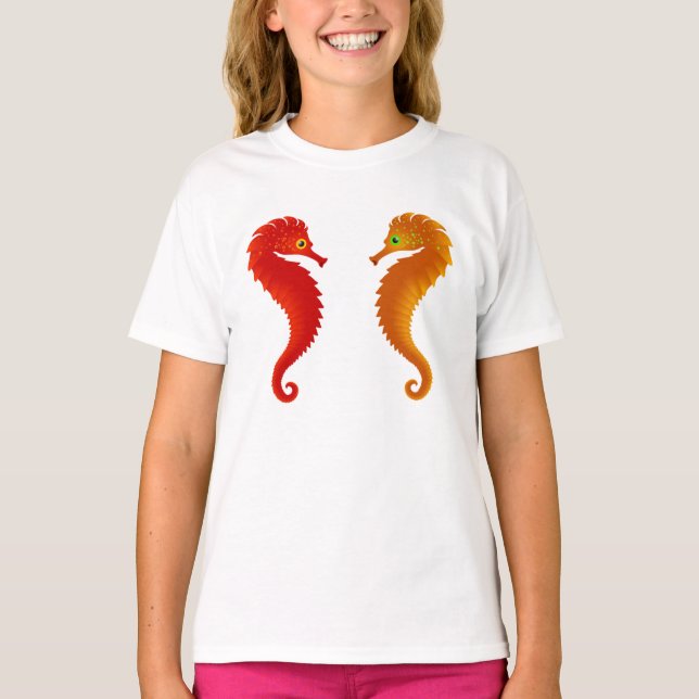 Two Seahorses Sea Life T-Shirt (Front)