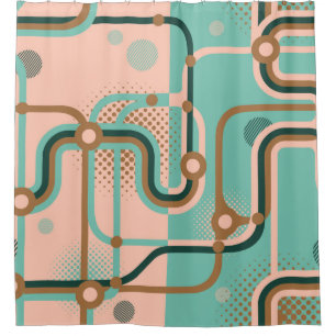 Two seamless patterns in different colours. Abstra Shower Curtain