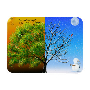 Two Seasons, One Tree Magnet