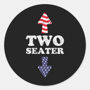 Two Seater Usa 4th July White Trash Party Attire R Classic Round Sticker