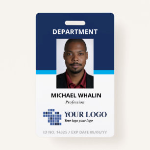 Two Shades Blue Add Your Logo & Photo ID Badge