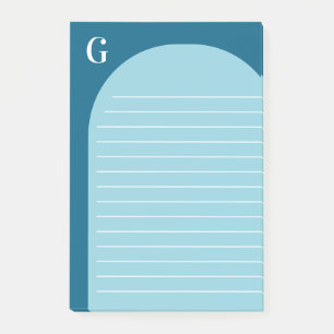 Two Shades Blue Lined Arch Monogrammed Post-it Notes