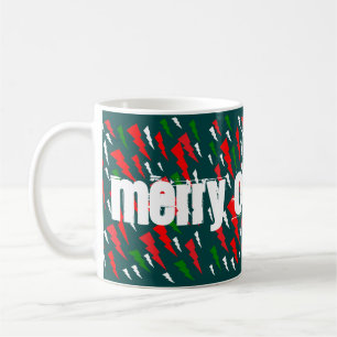 Two shades of green plus red white Merry Christmas Coffee Mug
