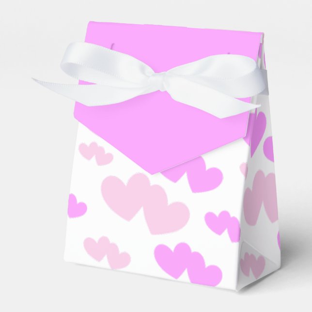 Two shades of Pink doubleheart pattern Favour Box (Front Side)