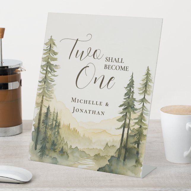 Two Shall Become One Bible Verse Christian Wedding Pedestal Sign (In SItu)