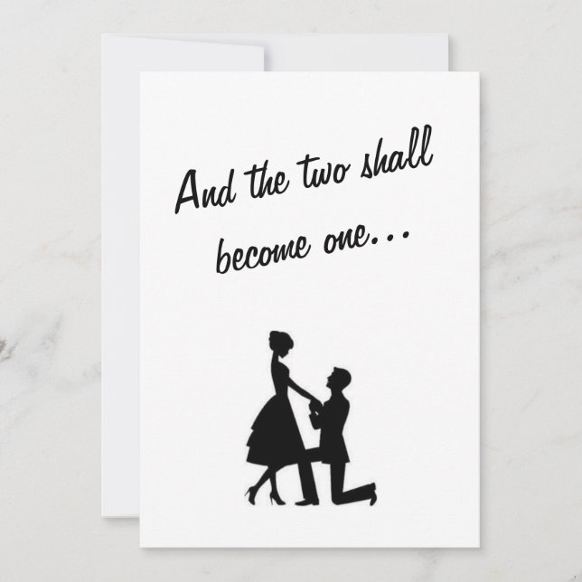 Two shall become one Black and White Invitation (Front)